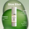 Glimmer Goddess organic DMAE serum promotional image showing firming and lifting benefits for face and jawline