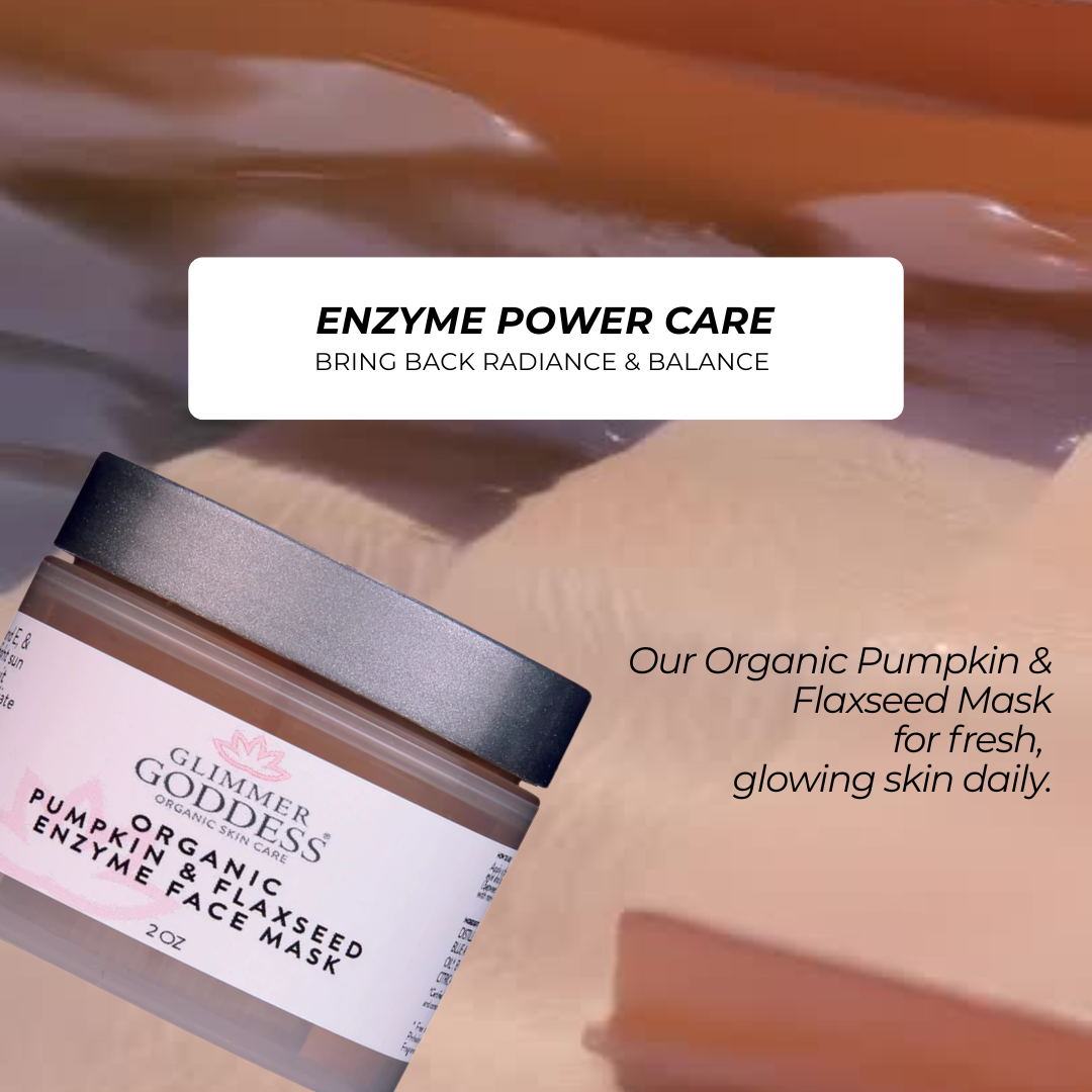 Glimmer Goddess Organic Pumpkin Face Mask lifestyle image showing radiant glowing skin result