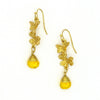 Golden Clover Field Earrings in gold-plated recycled brass by Fair Anita — nickel-free drop earrings with a clover botanical design