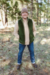 ADULT SHERPA/CORDUROY REVERSIBLE VEST | SPRUCE