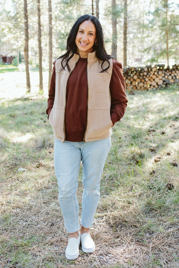 ADULT SHERPA/CORDUROY REVERSIBLE VEST | CHAMPIGNON