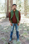 ADULT SHERPA/CORDUROY REVERSIBLE VEST | SPRUCE