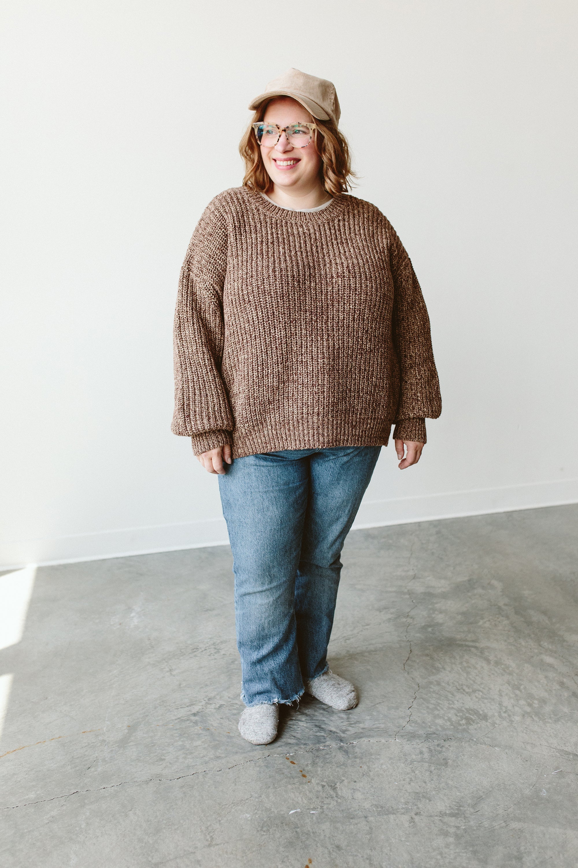 ADULT CHUNKY KNIT SWEATER | BARK