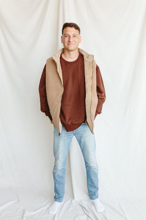 ADULT SHERPA/CORDUROY REVERSIBLE VEST | CHAMPIGNON