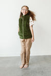 BIG KID SHERPA/CORDUROY REVERSIBLE VEST | SPRUCE