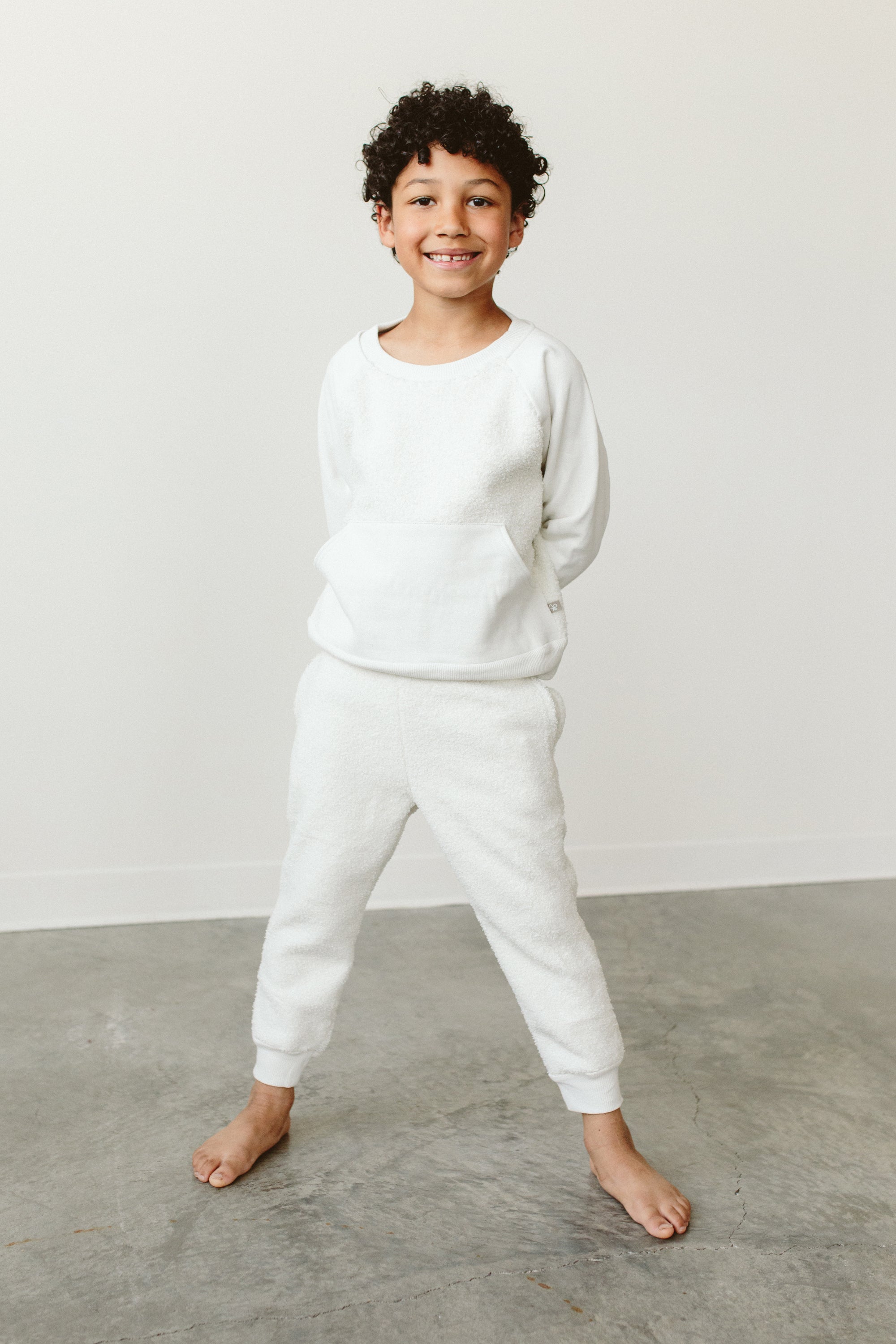 SHERPA LONG-SLEEVE TWO-PIECE SWEATSUIT | ALABASTER