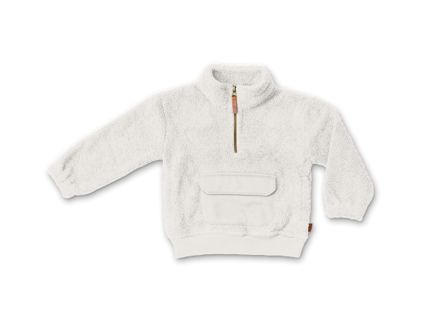 BIG KID SHERPA ZIP PULLOVER | ALABASTER