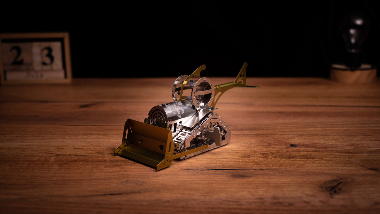 Graceful Cat Bulldozer model kit parts and assembled build