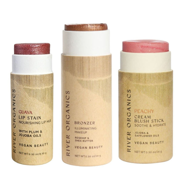 🌸 Lip + Highlighter + Blush Set – Naturally Radiant Beauty in 3 Simple Steps