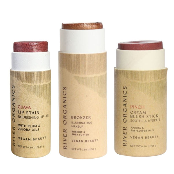 🌸 Lip + Highlighter + Blush Set – Naturally Radiant Beauty in 3 Simple Steps