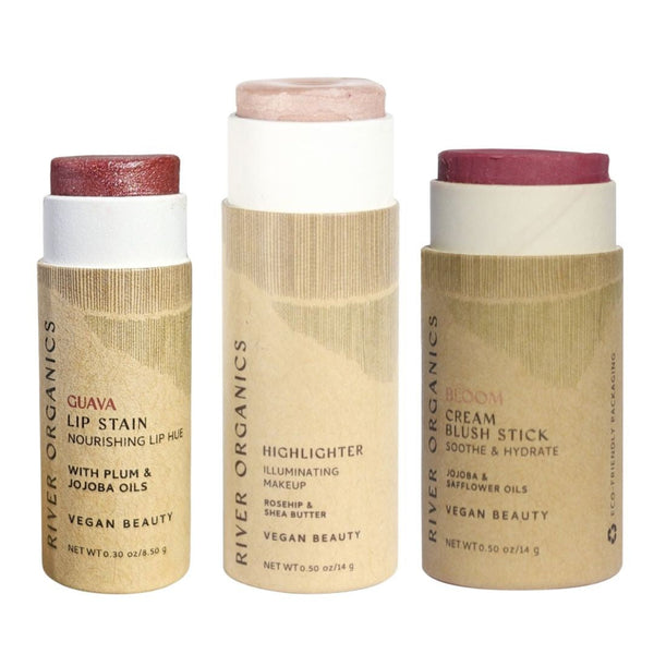 🌸 Lip + Highlighter + Blush Set – Naturally Radiant Beauty in 3 Simple Steps