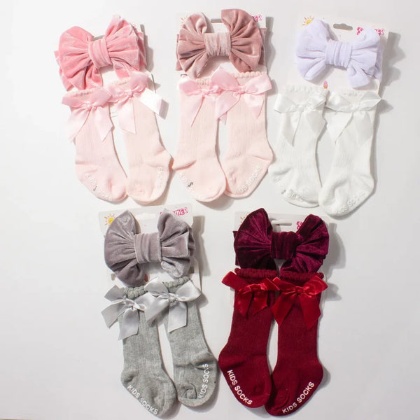Organic cotton baby socks from the Velvet Headband Socks Set