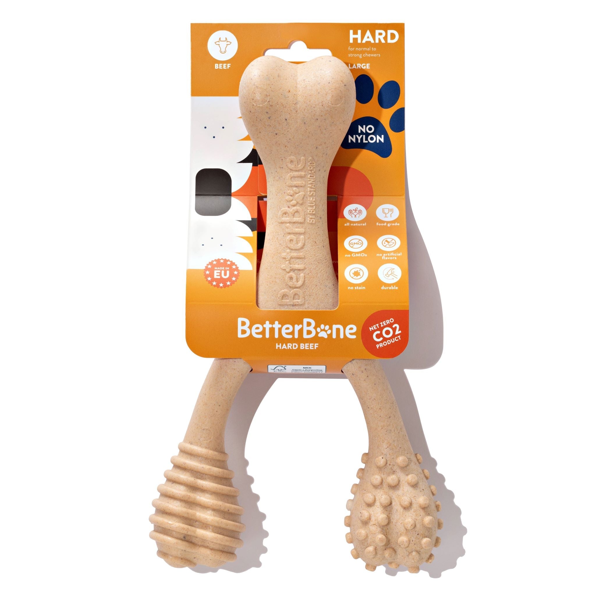 Dog chew toy with 'BetterBone' packaging on a white background
