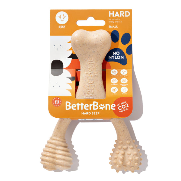 Dog chew toy with packaging labeled 'BetterBone' on a white background