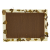 Rectangular brown mat with leaf decorations on a white background