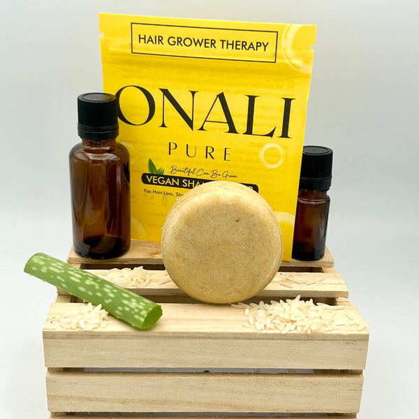 Hair Grower Therapy Vegan Shampoo Bar for hair loss, dull and brittle hair - Eco-friendly, Zero Waste, Natural Onali Pure