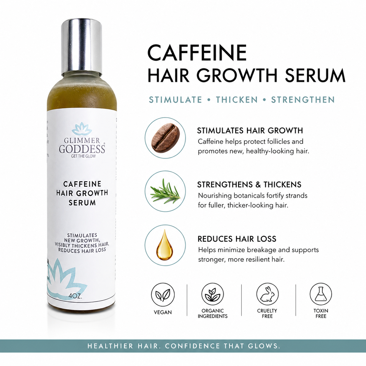 Organic Caffeine Hair Growth Serum | Scalp Treatment for Thinning Hair