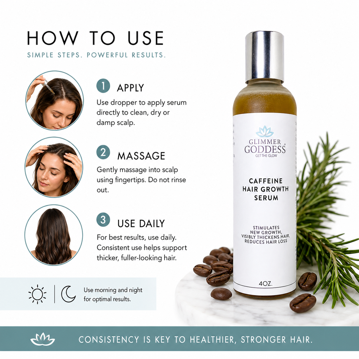 Organic Caffeine Hair Growth Serum | Scalp Treatment for Thinning Hair