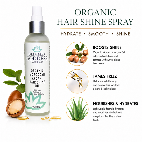 Organic Argan Oil Hair Shine Spray – Frizz Control & Hydrating Gloss
