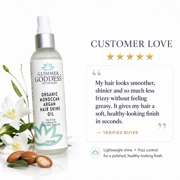 Organic Argan Oil Hair Shine Spray – Frizz Control & Hydrating Gloss
