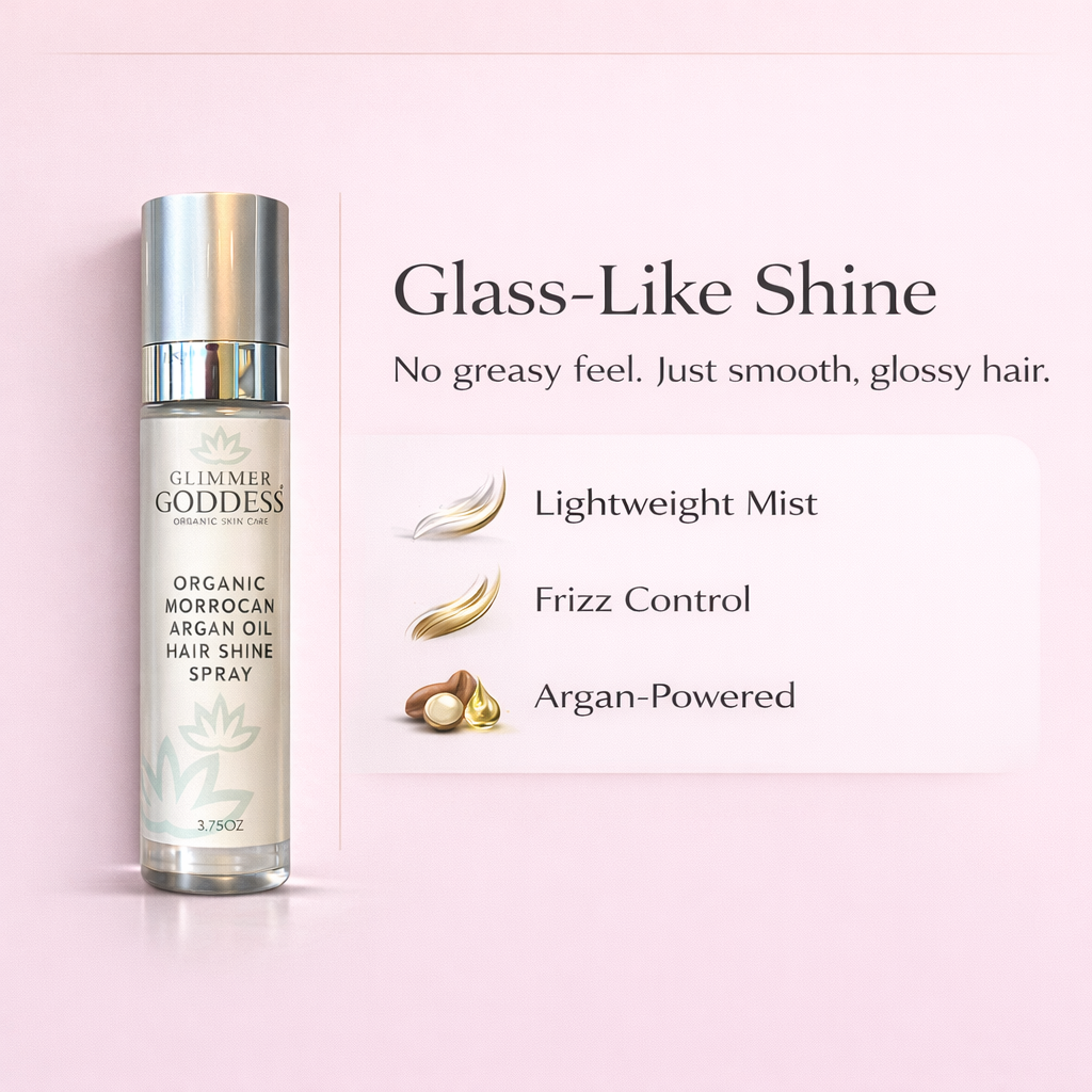 Hair spray bottle with product features on a pink background