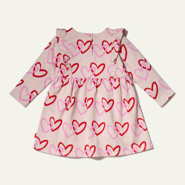 Mon Coeur recycled cotton baby ruffle dress with snap button back closure