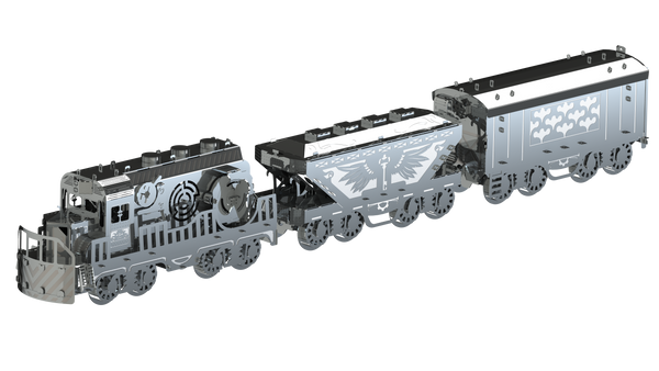 Heavy Loco Freight Train model with cargo cars assembled