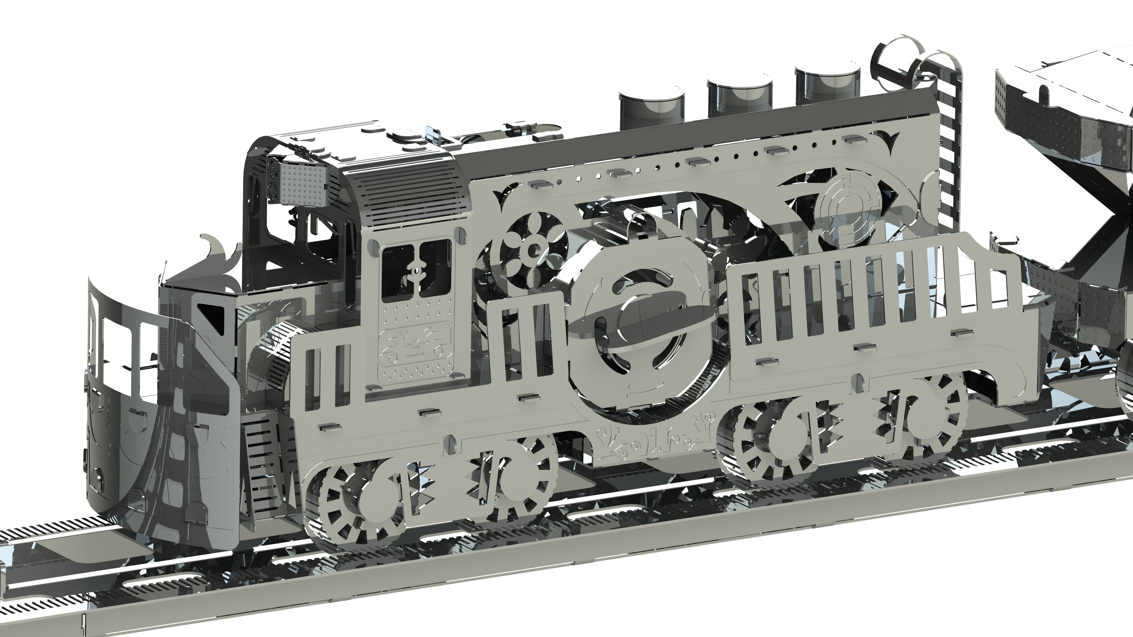 Close-up of the Heavy Loco Freight Train mechanical build