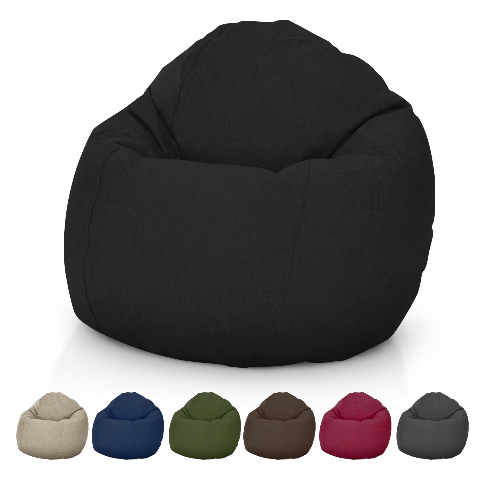 Hemp bean bag chair in black 18 oz. canvas — sustainable seating made in Illinois