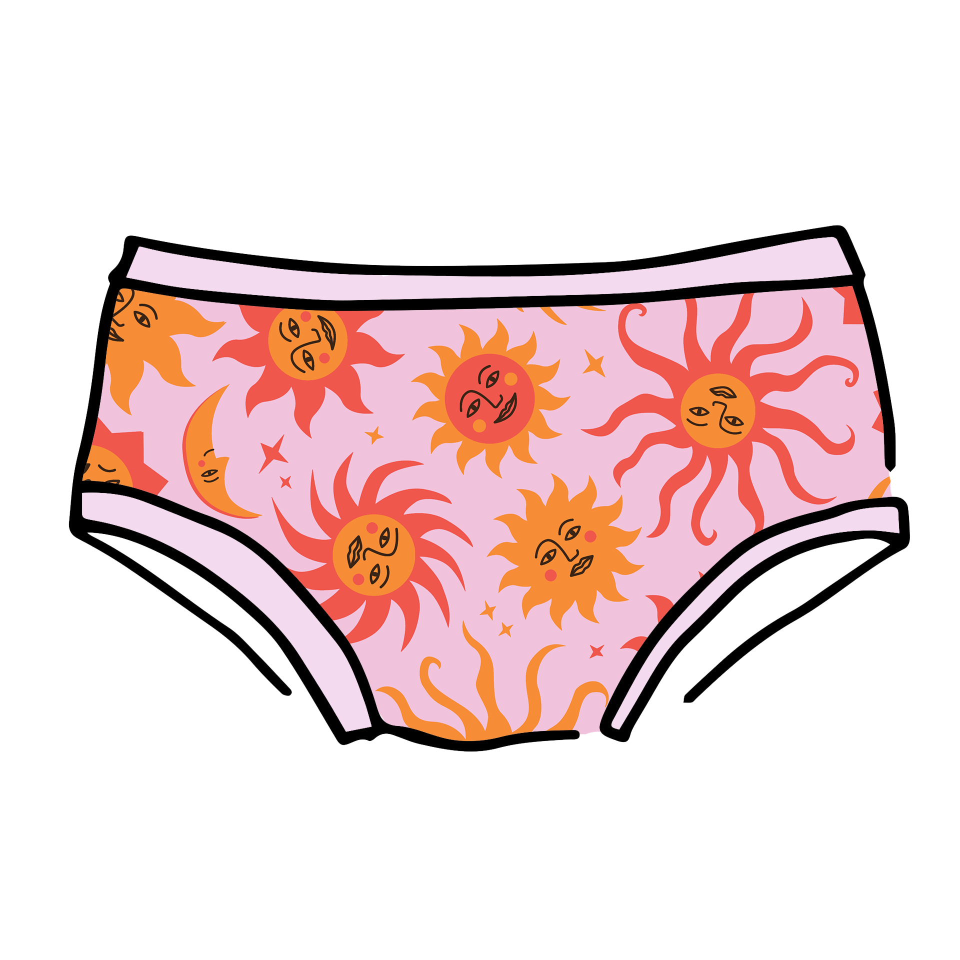 Luna y Sol women's hipster underwear with celestial sun and moon print by Greta Menzies – Thunderpants USA