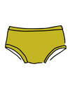 Thunderpants USA Star Fruit Women's Hipster underwear in vibrant yellow chartreuse, product flat lay