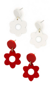 Both colourways of Fair Anita Hot Hippie Clay Earrings displayed side by side