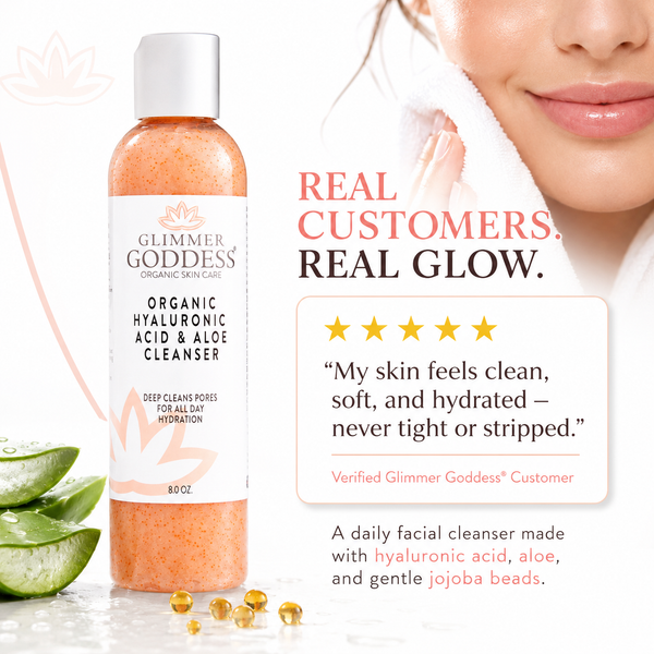 Customer review for Glimmer Goddess sulfate-free hydrating facial cleanser with certified organic ingredients