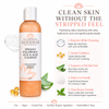 Close-up of Glimmer Goddess organic hydrating face wash 8 oz, vegan and cruelty-free cleanser made in Texas