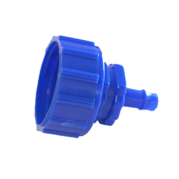 Blumat bottle cap adapter shown attached to a plastic bottle for plant watering