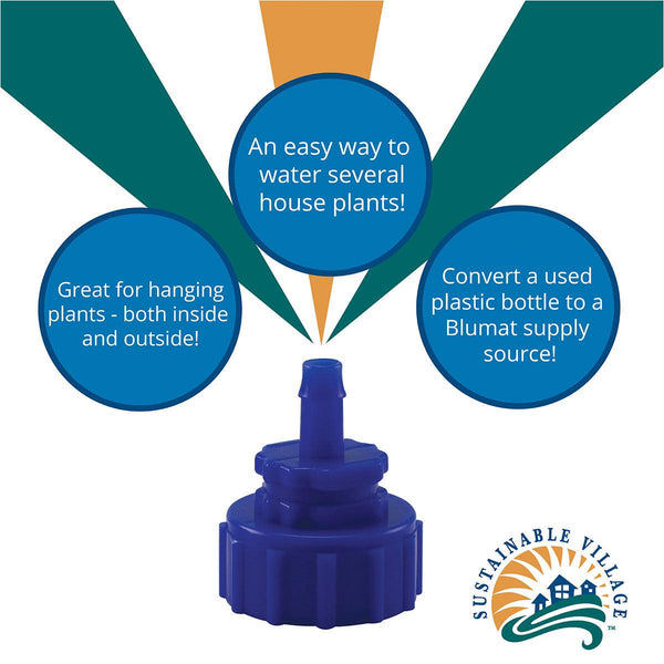Close-up of Blumat bottle cap adapter thread compatible with standard plastic bottles