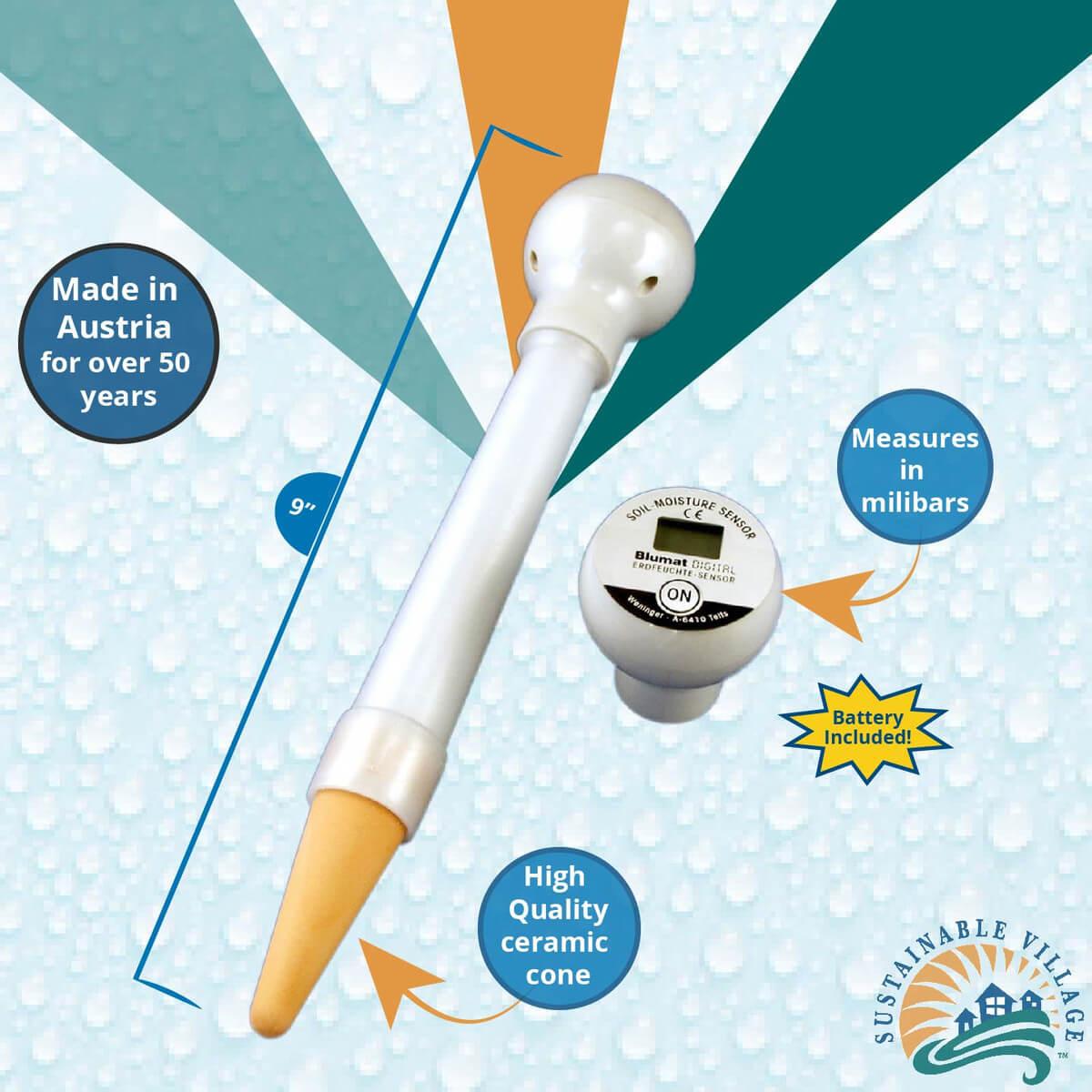 Blumat Digital Moisture Meter kit options including protective cap and coring tool