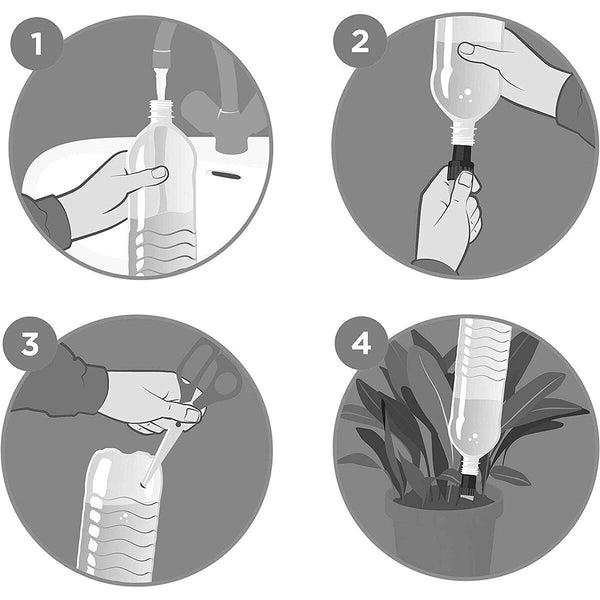 Blumat Bottle Adapter XL 4 pack laid out showing all stakes and product contents