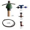 Close-up of Bonsai Kit Compact components including quick-connect valve and drippers for compact bonsai pot watering