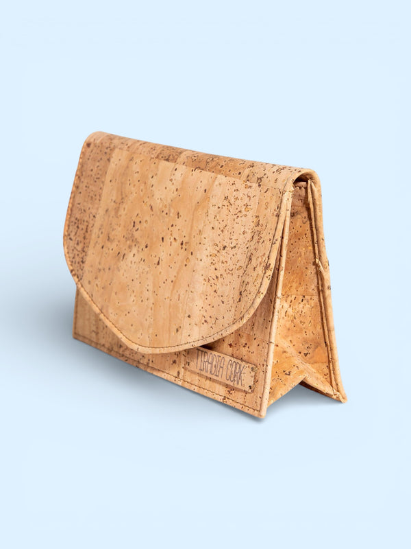 Glam Cosmetic Bag | Sustainable Cork Makeup Pouch with Removable Mirror