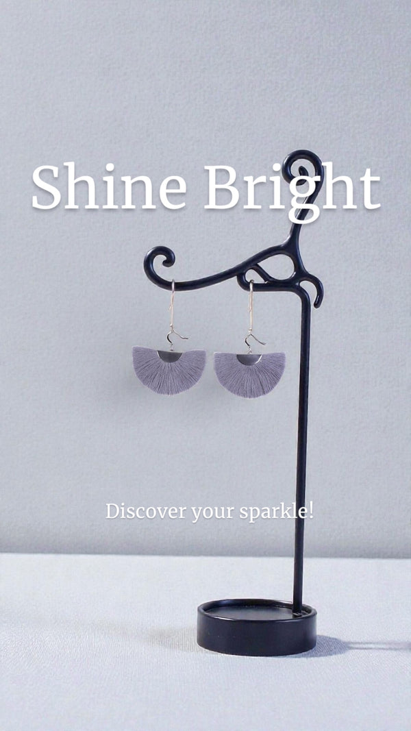 Silver Half Moon Fan Earrings