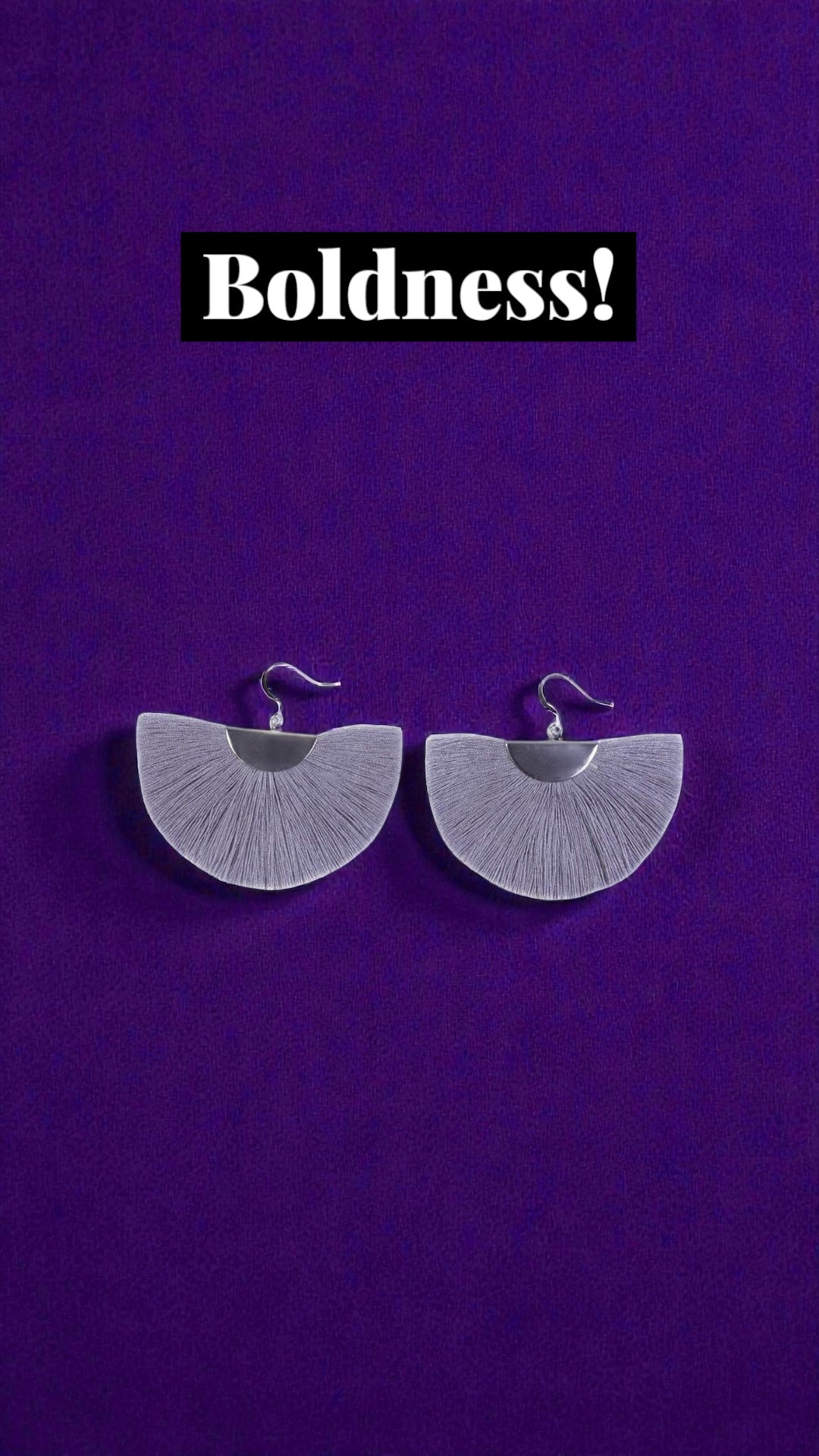 Silver Half Moon Fan Earrings