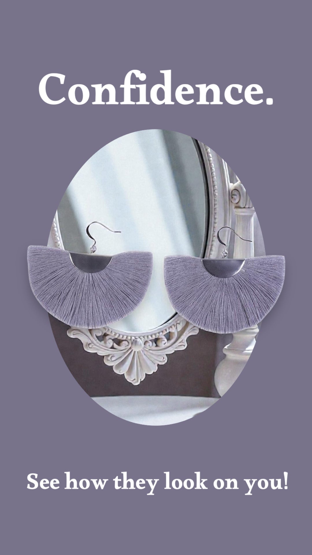 Silver Half Moon Fan Earrings