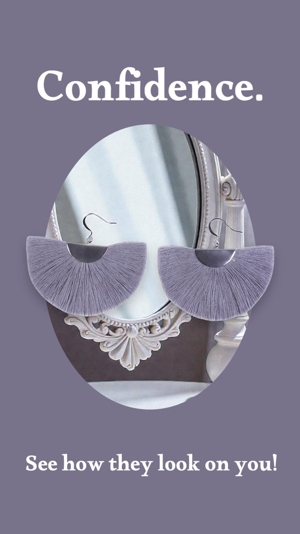 Silver Half Moon Fan Earrings