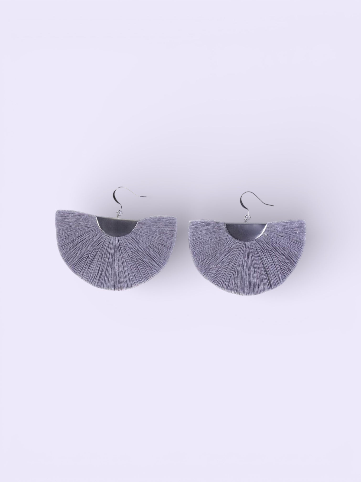 Silver Half Moon Fan Earrings