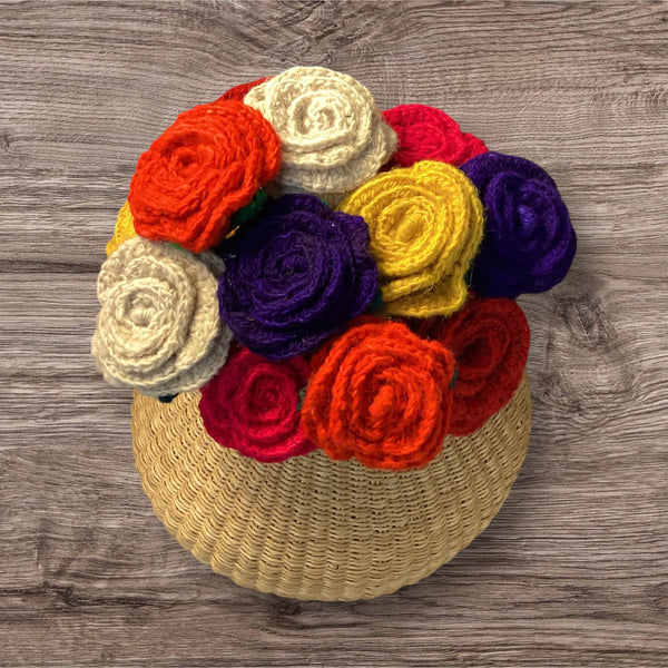 🌹 Handmade Fair Trade Wool Rose – Eco-Friendly Crocheted Flower Décor  (Forever Flower | Ethical & Sustainable Gift)