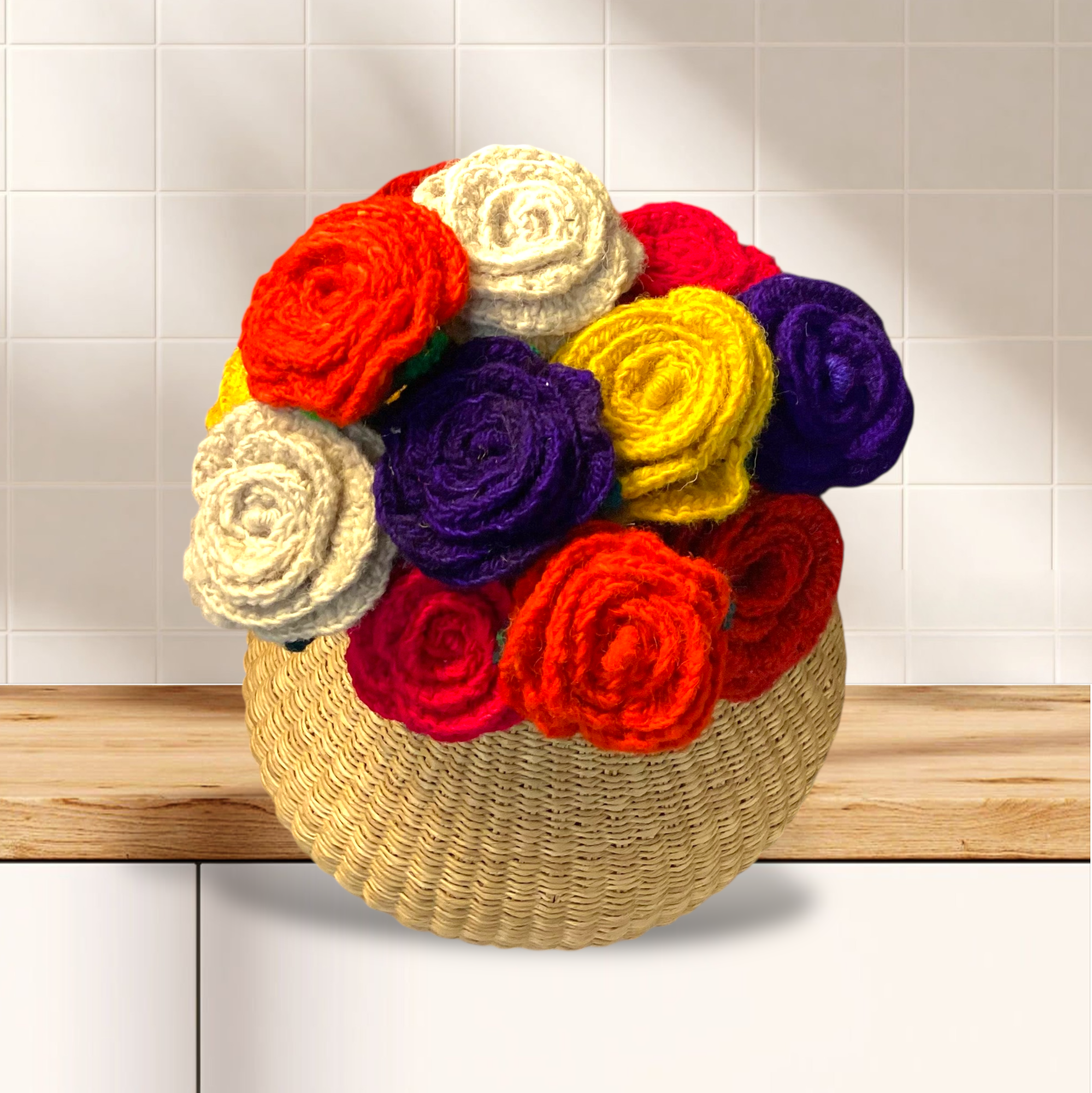 🌹 Handmade Fair Trade Wool Rose – Eco-Friendly Crocheted Flower Décor  (Forever Flower | Ethical & Sustainable Gift)