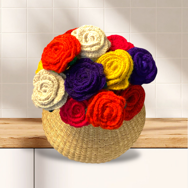 🌹 Handmade Fair Trade Wool Rose – Eco-Friendly Crocheted Flower Décor  (Forever Flower | Ethical & Sustainable Gift)