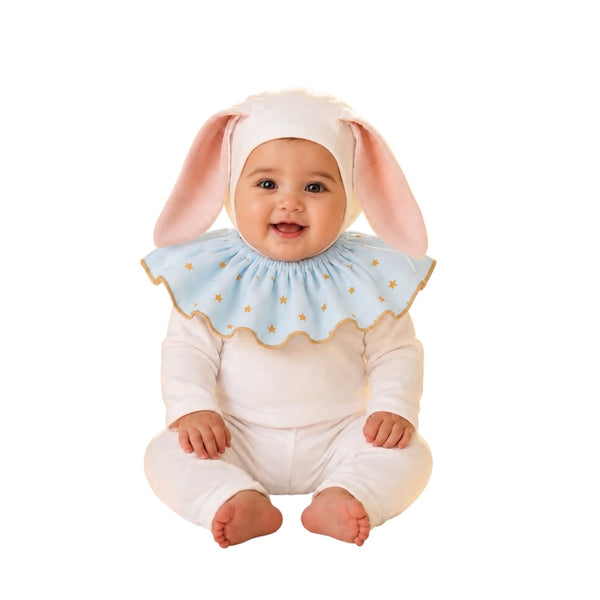 Circus Bunny Pajama Costume with bunny bonnet and ruffle collar