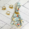 Close-up of honey bee print cotton napkins showing fabric detail and pattern